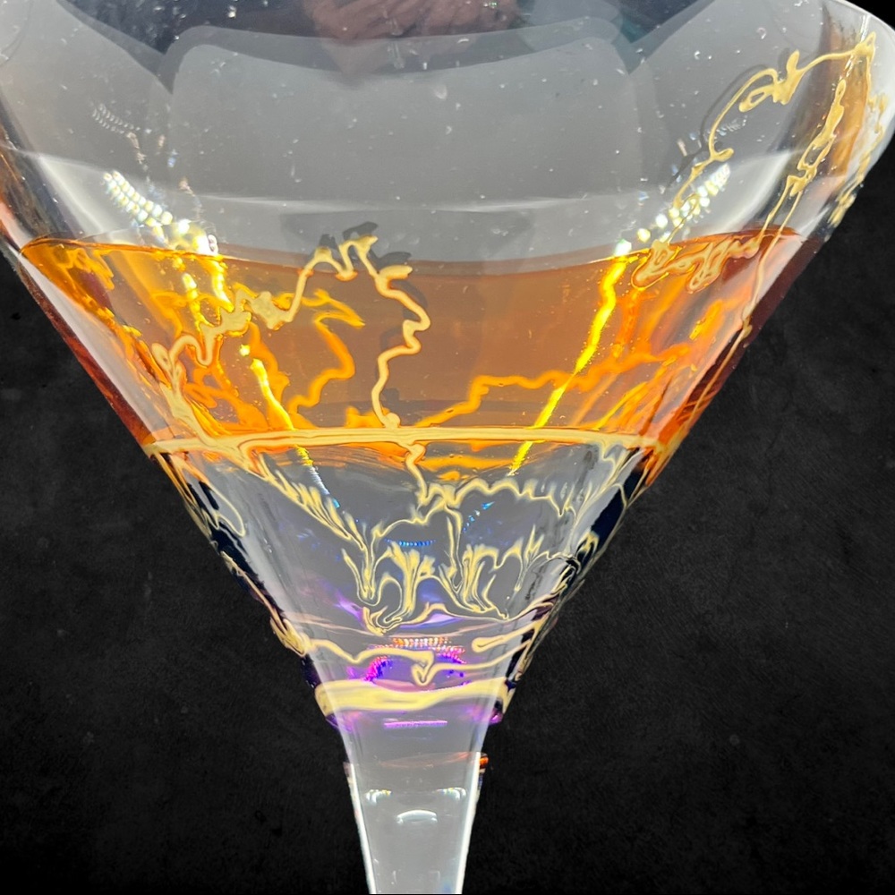 Gorgeous Vintage Euroglass Mouthblowed Hand Crafted Romania Martini Stemware - Picture 8 of 13
